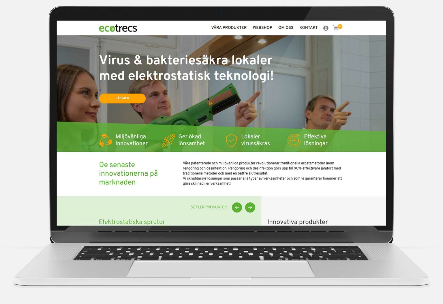 Ecotrecs webpage on a mac.