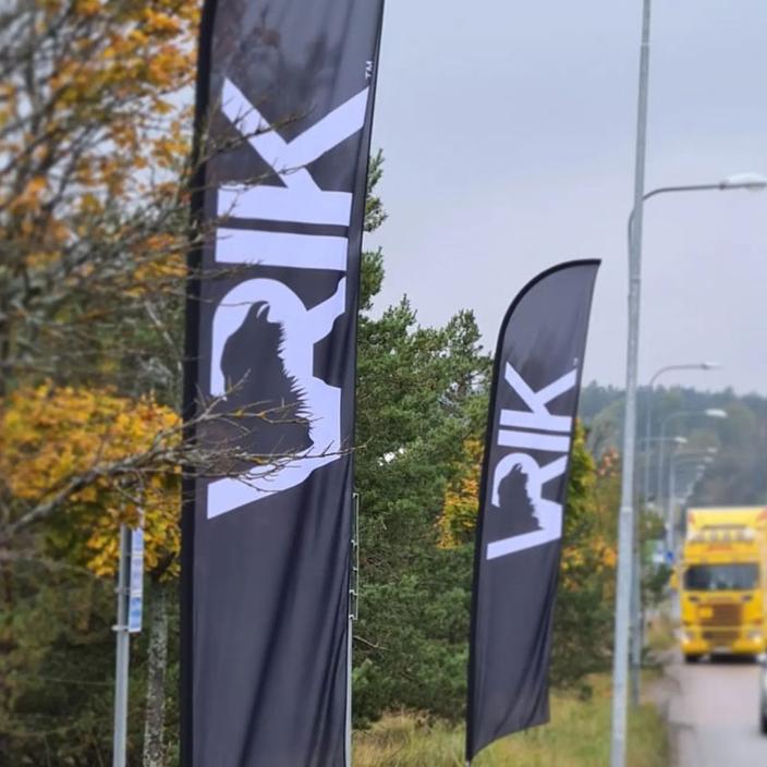 Beachflags with VRIK logo